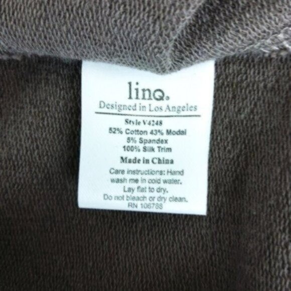 Linq boho Soft Sweatshirt Dress Silk Trim Taupe Small - Picture 5 of 5